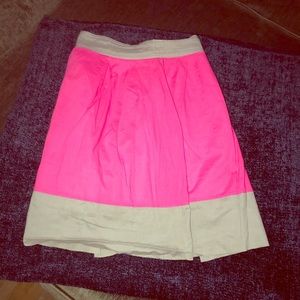 Pink Twill pink & gray miniskirt, lined w/pockets.